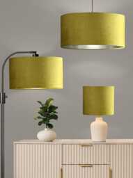 New Luxury Premium Quality Glamour Ochre Yellow Velvet Fabric With Brushed Metallics Lining Lamp Shade Pendant Light in Multi Sizes