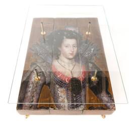Queen Of Bohemia Coffee Table With Glass Top & Castor Wheels - thumbnail 3