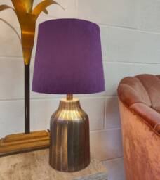 Purple French Drum Lampshade in Velvet - Choice Of Lining - thumbnail 1