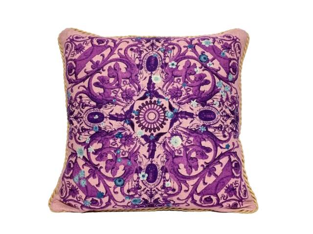 Angela Pillow - Purple On Linen - image 1