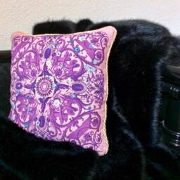 Angela Pillow - Purple On Linen - thumbnail 2