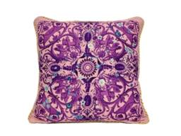 Angela Pillow - Purple On Linen - thumbnail 1