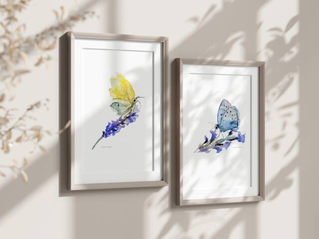 Butterfly Watercolor Art Prints, Set Of 2, Romantic Wall Decor - image 1