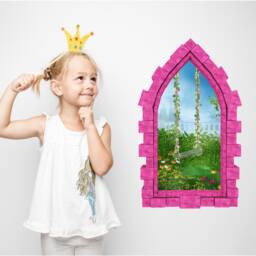 Enchanted Flower Swing Castle Window Wall Decal 3D Sticker Fairy Tale Fantasy Landscape Kids Art - thumbnail 3