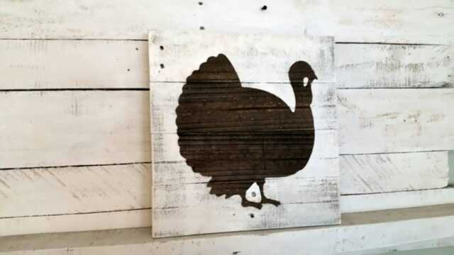 Thanksgiving Decor - Wood Turkey Sign Wall Fall Decorations Farmhouse Home - image 1