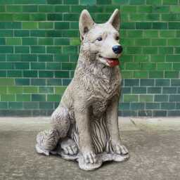 Massive Concrete German Shepherd Sculpture Handmade Dog Figure Stone Pet Ornament Cement Loyal Statue Memorial Decor Dog Lover Gift - thumbnail 3