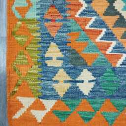 Kilim Rug Classic, Handmade Artisan Afghan Turkish Scandinavian Navajo Bohemian Wool Flatweave Multicolour 126x78 cm - thumbnail 2