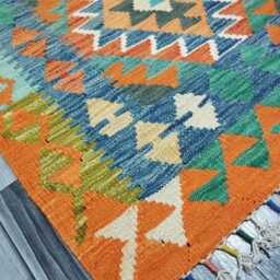 Kilim Rug Classic, Handmade Artisan Afghan Turkish Scandinavian Navajo Bohemian Wool Flatweave Multicolour 126x78 cm - thumbnail 3