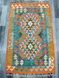 Kilim Rug Classic, Handmade Artisan Afghan Turkish Scandinavian Navajo Bohemian Wool Flatweave Multicolour 126x78 cm - thumbnail 1