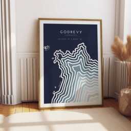 Godrevy Coastline Print Minimalist Cornish Coastal Art - Free Personalisation - thumbnail 2