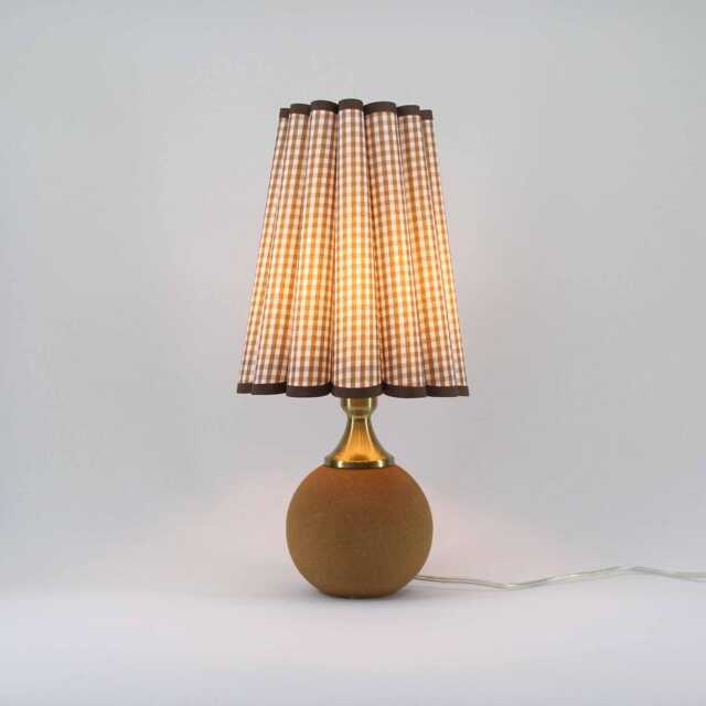 Handmade Brown Plaid Fabric Table Lamp For Home Gift -122# - image 1