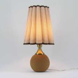 Handmade Brown Plaid Fabric Table Lamp For Home Gift -122# - thumbnail 4