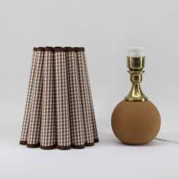 Handmade Brown Plaid Fabric Table Lamp For Home Gift -122# - thumbnail 2