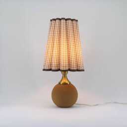 Handmade Brown Plaid Fabric Table Lamp For Home Gift -122# - thumbnail 1