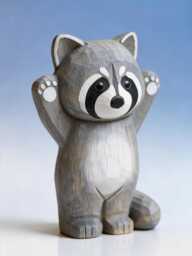Hand Carved Wooden Raccoon Figurine, Ornament Painted Wood Art, Unique Gift For Animal Lovers, Whimsical Decor - thumbnail 1