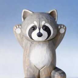 Hand Carved Wooden Raccoon Figurine, Ornament Painted Wood Art, Unique Gift For Animal Lovers, Whimsical Decor - thumbnail 2