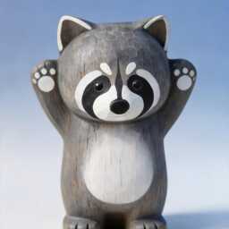 Hand Carved Wooden Raccoon Figurine, Ornament Painted Wood Art, Unique Gift For Animal Lovers, Whimsical Decor - thumbnail 3