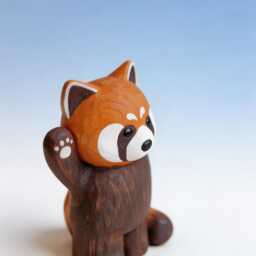 Hand Carved Wooden Raccoon Figurine, Ornament Painted Wood Art, Unique Gift For Animal Lovers, Whimsical Decor - thumbnail 4