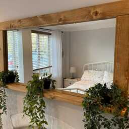 Handmade Rustic English Oak Waxed Mirror Farmhouse D??cor - thumbnail 4