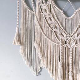 Above Bed Decor, Extra Large Macrame Wall Hanging, Mural, Headboard, Ivory Eco Nursery Decor - thumbnail 3