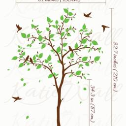 Nursery Tree Wall Decal Decoration Kids Room Deals White Tree Decals With Birds Kw005_2 - thumbnail 2