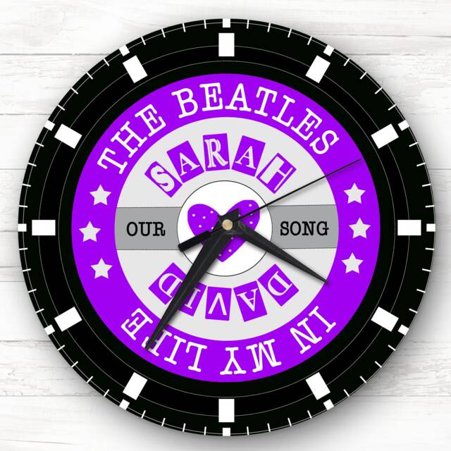 Purple Vinyl Record Any Song Custom Gift Personalised Clock - image 1