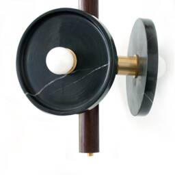 Triple Black Veined Marble & Wenge Wood Pendant Light Gold Vanity Lamp Foyer Kitchen Island - thumbnail 4