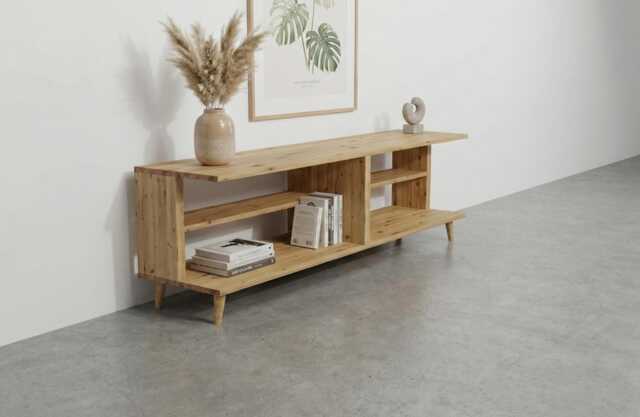 The Nordic Nook/Solid Wood Mid-Century Tv Stand Custom Size Wooden Storage Unit - image 1