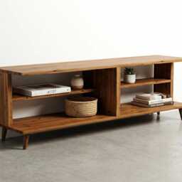 The Nordic Nook/Solid Wood Mid-Century Tv Stand Custom Size Wooden Storage Unit - thumbnail 3