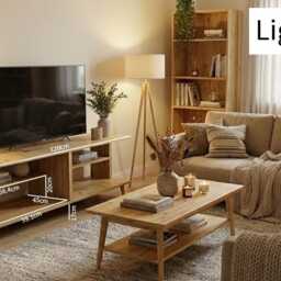 The Nordic Nook/Solid Wood Mid-Century Tv Stand Custom Size Wooden Storage Unit - thumbnail 4