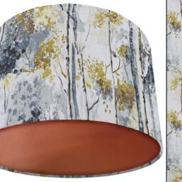 Silver Birch Drum Lampshade Grey & Yellow Scandi Style - thumbnail 2