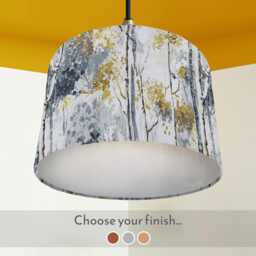 Silver Birch Drum Lampshade Grey & Yellow Scandi Style - thumbnail 1