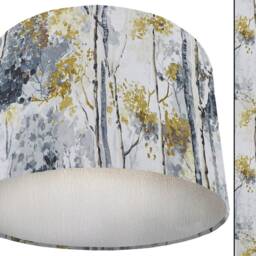 Silver Birch Drum Lampshade Grey & Yellow Scandi Style - thumbnail 3
