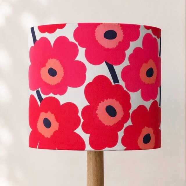 Marimekko Lampshade - Unikko Red Flower Cotton Handmade Uk/Us/Eu Fittings Free Delivery - image 1