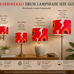 Marimekko Lampshade - Unikko Red Flower Cotton Handmade Uk/Us/Eu Fittings Free Delivery - thumbnail 3