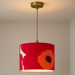 Marimekko Lampshade - Unikko Red Flower Cotton Handmade Uk/Us/Eu Fittings Free Delivery - thumbnail 2