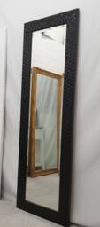 Modern Tall Full Length Wall Mirror Black Gloss Finish 3D Carved Wood Frame Bevelled Edge Glass 165x53cm Rectangular Home Interior Decor - thumbnail 1