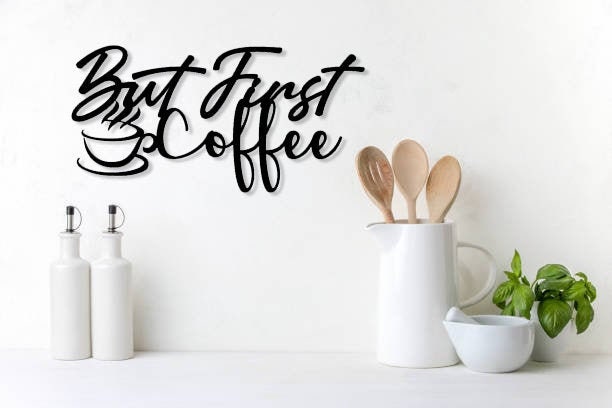 But First Coffee Wooden Sign - Wall Decor Door Home Gift Lover