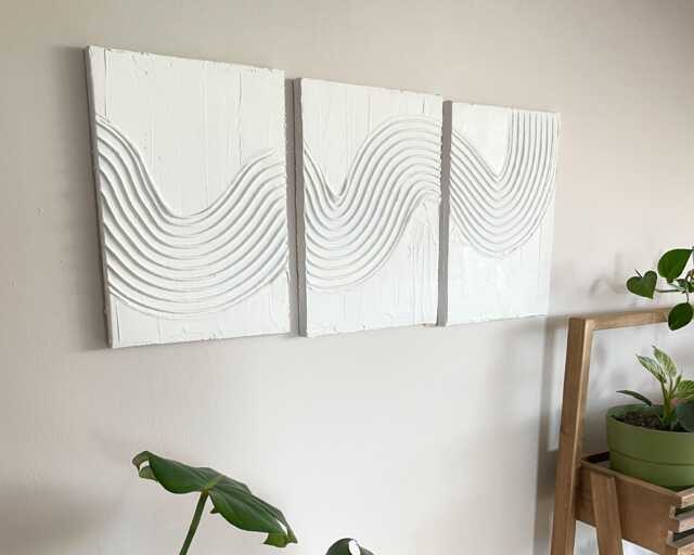Minimalist Boho Textured Wall Art, Plaster Canvas Decor For Living Room Or Bedroom, Home Decor, Unique Gift Idea - image 1