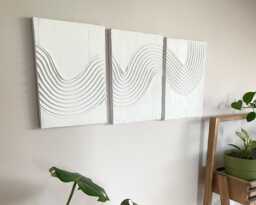 Minimalist Boho Textured Wall Art, Plaster Canvas Decor For Living Room Or Bedroom, Home Decor, Unique Gift Idea - thumbnail 1