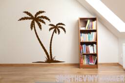 Palm Tree Wall Decal, 2 Palm Trees Vinyl Sticker, Island Tree D??cor, Tropical Large Decal, Living Room Decal - thumbnail 1