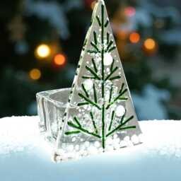 Fused Glass Christmas Tree Tealight Holder Green & White Decoration - thumbnail 1
