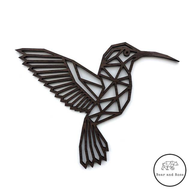Geometric Hummingbird - Wooden Wall Art Home Nursery Animal Wildlife Bird - image 1
