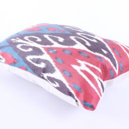 Ikat Silk Velvet Pillow 16x24 - Handmade Boho Cushion Cover Turkish Home Decor Accent - thumbnail 3