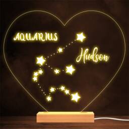 Constellations Zodiac Sign Aquarius Personalised Gift Lamp Night Light - thumbnail 1
