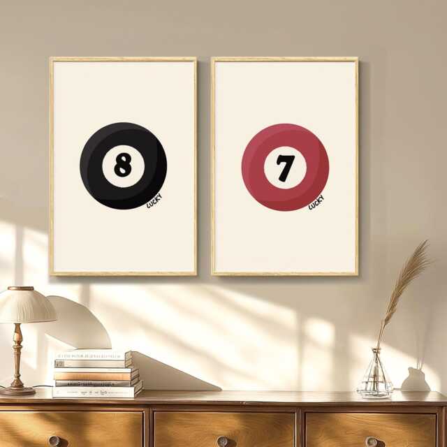 Lucky Ball Print Art Canvas Poster, Trendy Wall Art, Apartment Aesthetic Decor, Retro Home Printed Gift - image 1