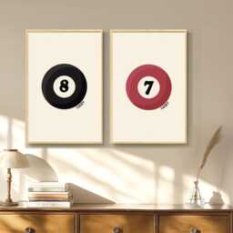 Lucky Ball Print Art Canvas Poster, Trendy Wall Art, Apartment Aesthetic Decor, Retro Home Printed Gift - thumbnail 1
