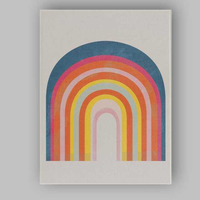 Colourful Layered Rainbow Arch Boho Abstract Canvas Wall Art Print Decor Picture Ready To Hang - image 1
