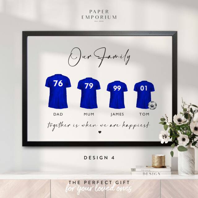 Custom Family Football Shirt Print Personalised Wall Art - image 1