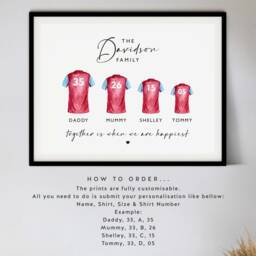 Custom Family Football Shirt Print Personalised Wall Art - thumbnail 2